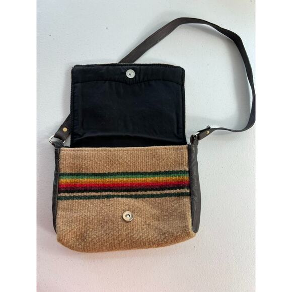 El Paso Shoulder Bag Saddleblanket Co. Southwest Aztec 90% Wool Brown Multicolor - Picture 3 of 12